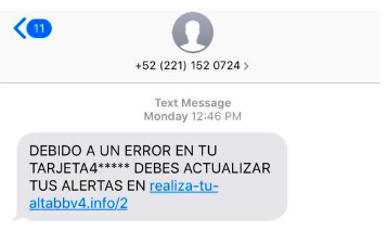 SMS de sitio falso