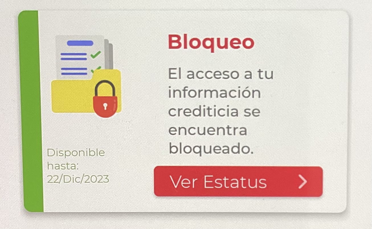 Bloqueo de buró de crédito activado en app móvil