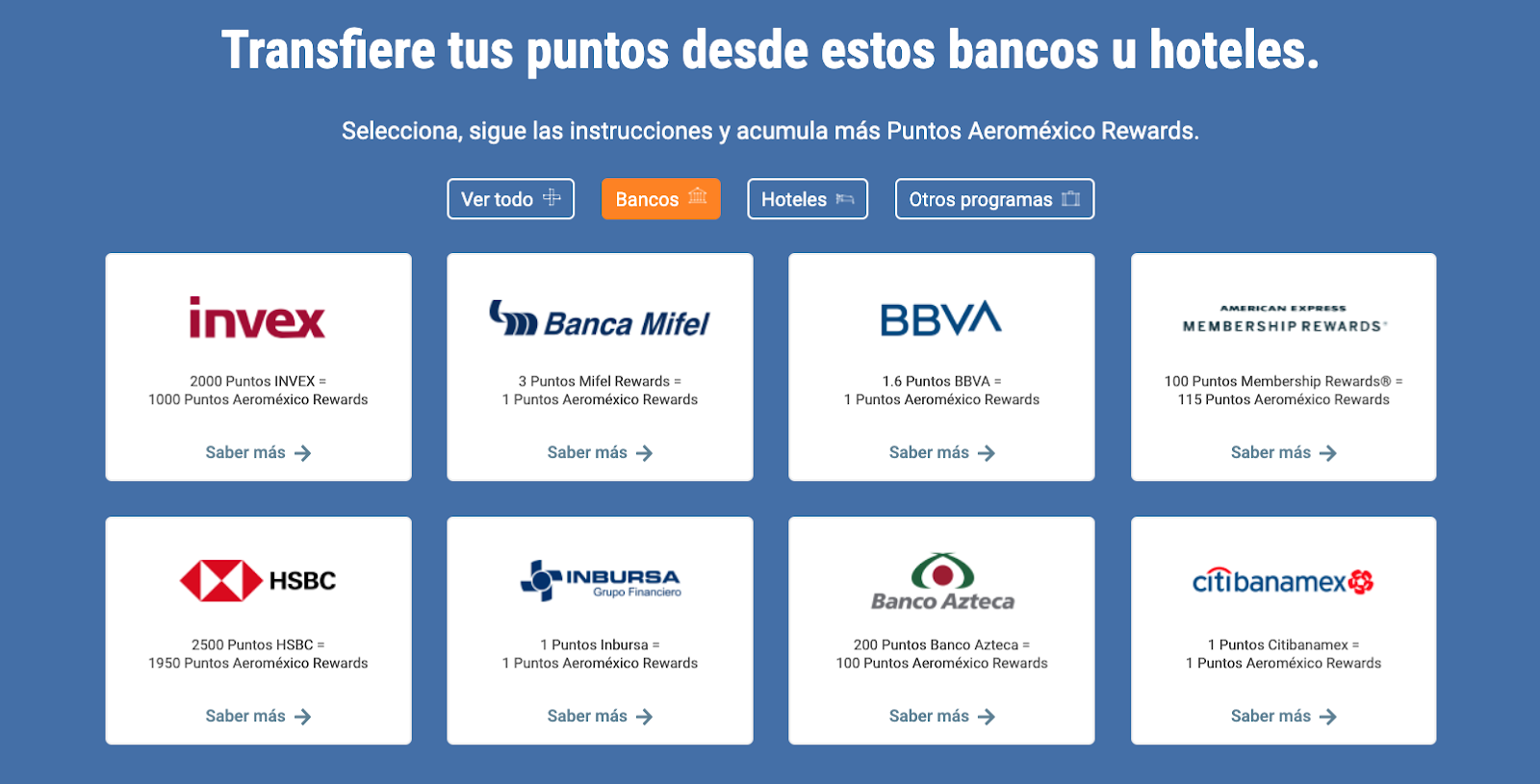 ¿Se pueden transferir mis puntos a Aeroméxico Rewards?
