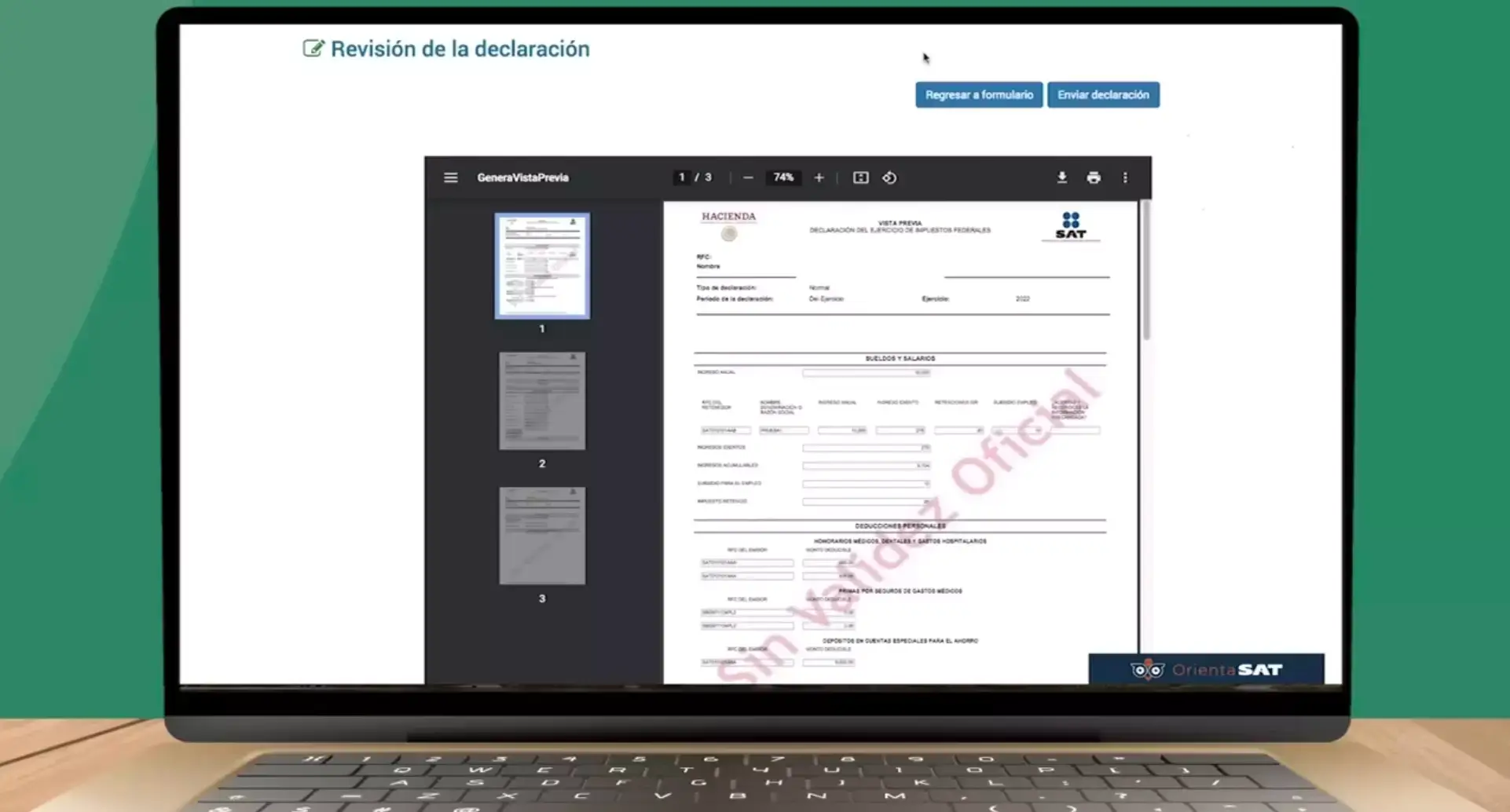 Portal SAT revisión de declaración de impuestos 2022