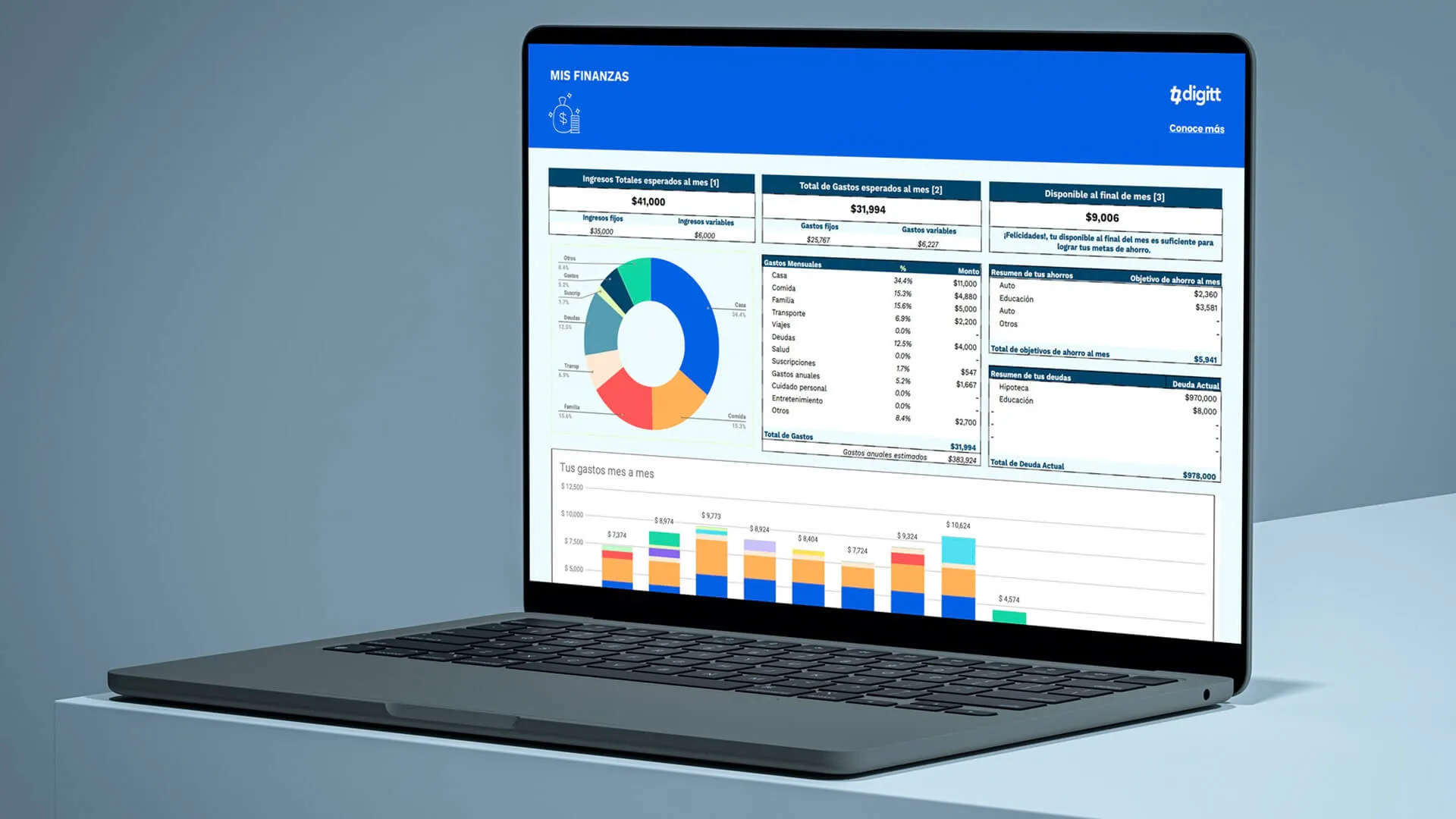 Organiza tus gastos este 2026 con el Planificador Financiero de Digitt